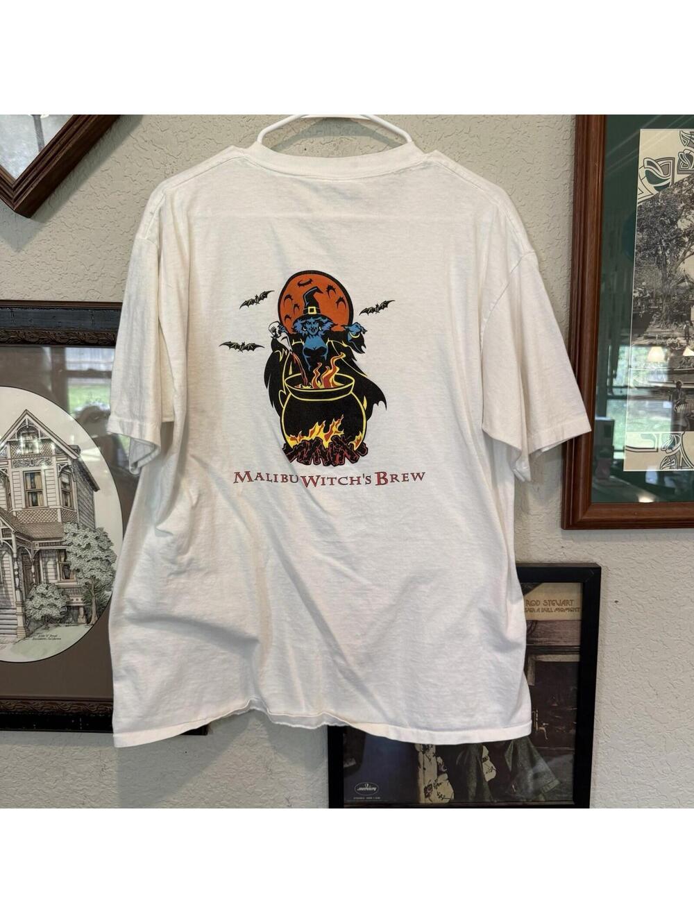 Vintage 90s RARE Malibu Rum Alcohol Witches Brew Promo Shirt Size Men’s Large